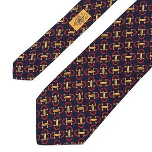 Vintage 90s Gucci 3.75" Silk Horsebit Navy Blue Made in Italy Tie